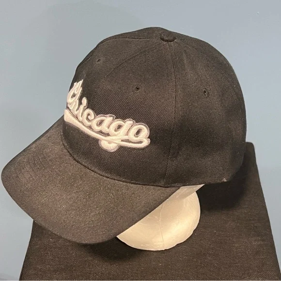 Vintage Chicago White Sox MLB Baseball Script Hat Adjustable Black Cap - Picture 4 of 9